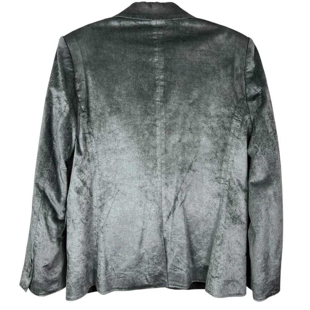 FRAME Silver Metallic Tailored Blazer Size 10 Luxe Structured Statement Jacket
